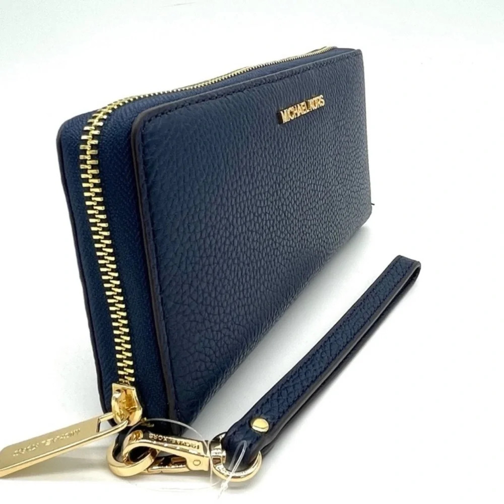 Michael Kors Large Continental Wallet Wristlet Navy Blue (NWT) - Picture 2 of 8